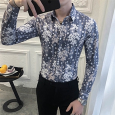 312A-5-280-P55长袖高级感秋季休闲英伦发型师韩版纯色男士衬衣，男装衬衫，星座312A-5