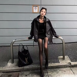 美式美拉德复古做旧工艺棕色皮衣街头腔调高级感皮衣外套女图片