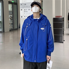 1克莱因蓝冲锋衣中性风大码M-5XL抽绳连帽夹克男JK7569P75控99，男装夹克，星座226-2