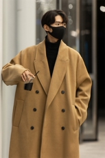 大衣男中长款秋冬加厚宽松过膝男士风衣韩版毛呢西装F370特P100，男装风衣，电商B289
