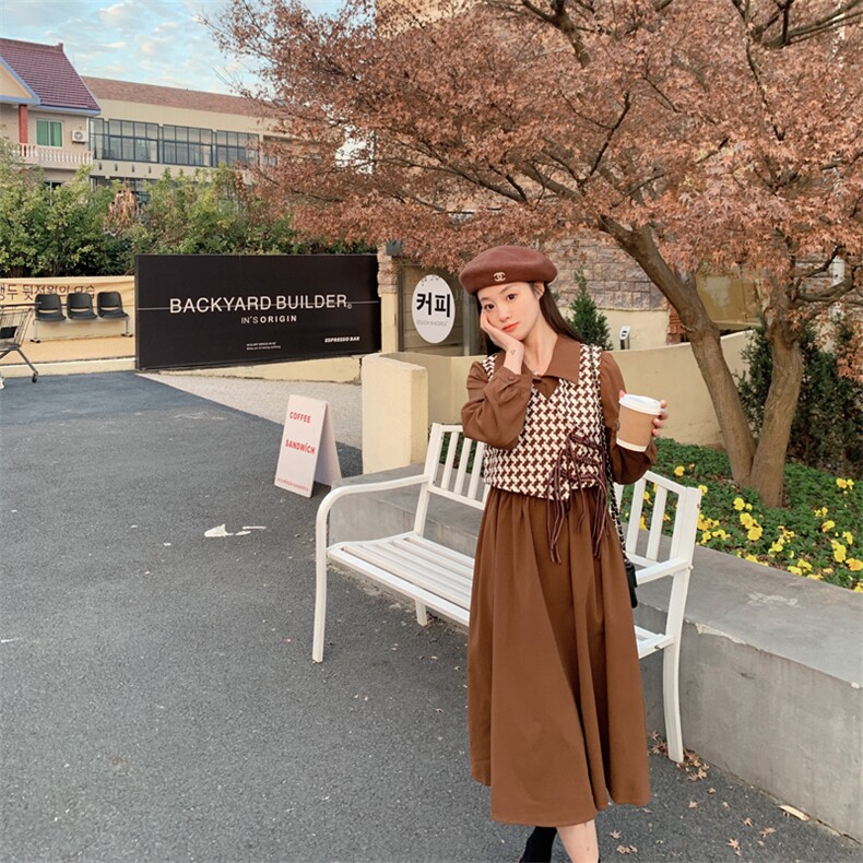 23年新款两件套格子连衣裙,女装连衣裙,菡迪欧娜