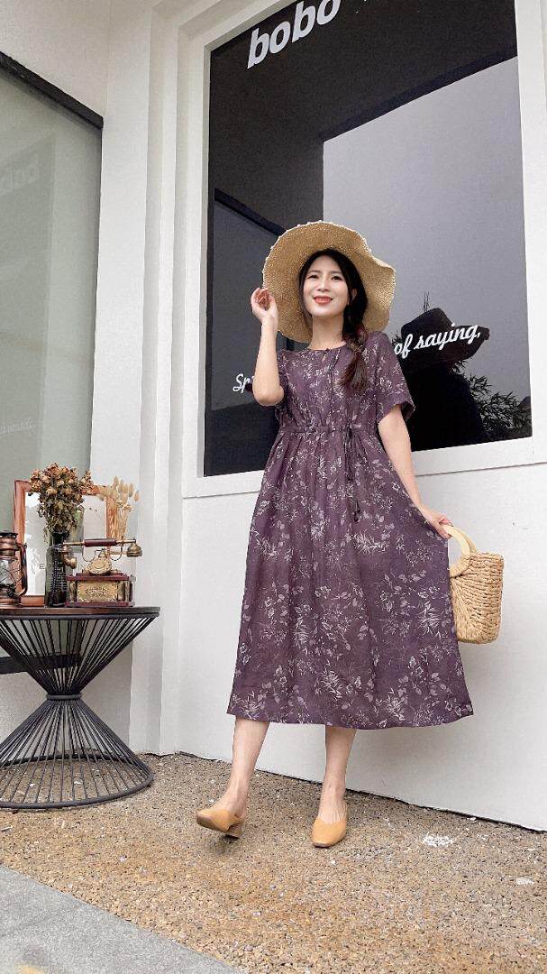 纯苎连衣裙，女装连衣裙，川哲