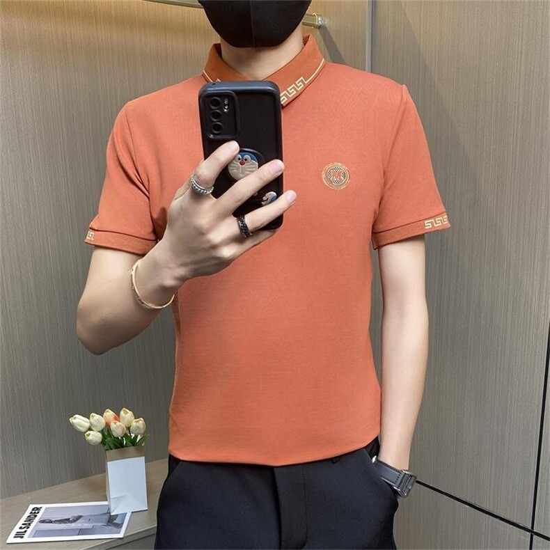 PL034-特P40社会小伙短袖T恤男夏季休闲潮牌修身翻领POLO衫网红，男装Polo衫，电商D310B