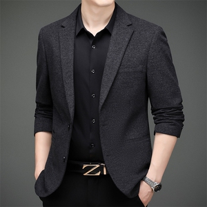 男士2023年秋季新款长袖休闲西服中青年纯色便服外套AJY8608-P180图片