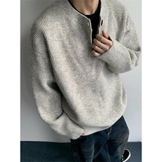 美式复古亨利领毛衣宽松针织衫打底衫M6611-P55加绒P65，男装针织衫/毛衣，星座1212