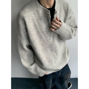 美式复古亨利领毛衣宽松针织衫打底衫M6611-P55 加绒P65图片