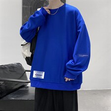 华夫格卫衣圆领卫衣男大码长袖t恤男外套HW76062-P30加绒款-P40，男装卫衣，电商A040