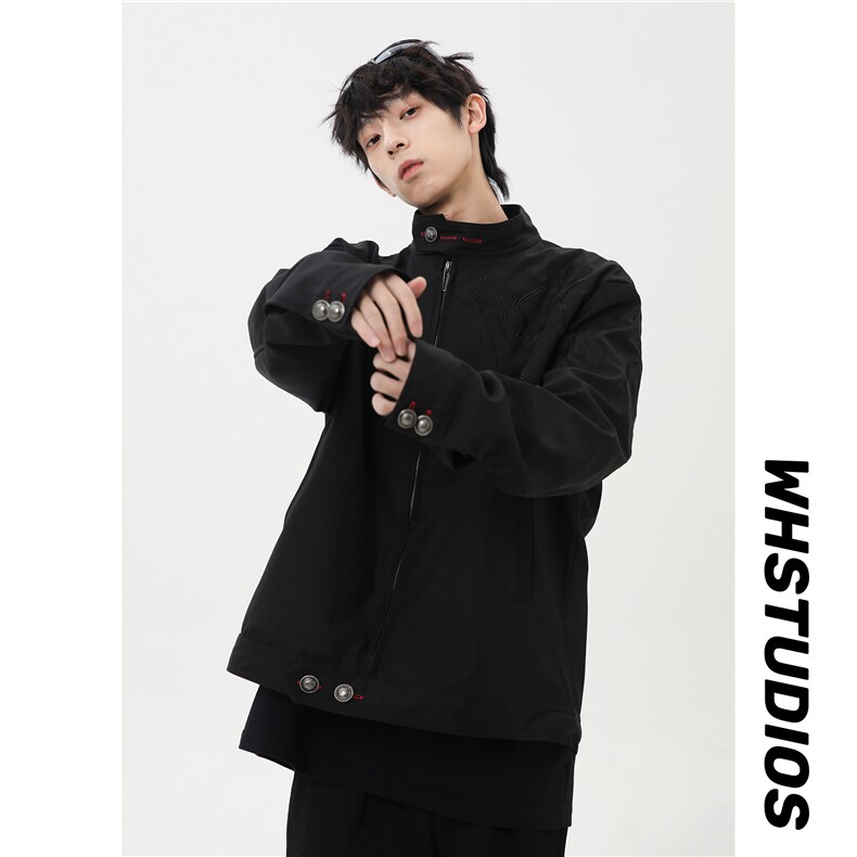 春季新款港风美式提花刺绣痞帅立领夹克男XZ213-JK1000-P88控118,男装夹克,星座213