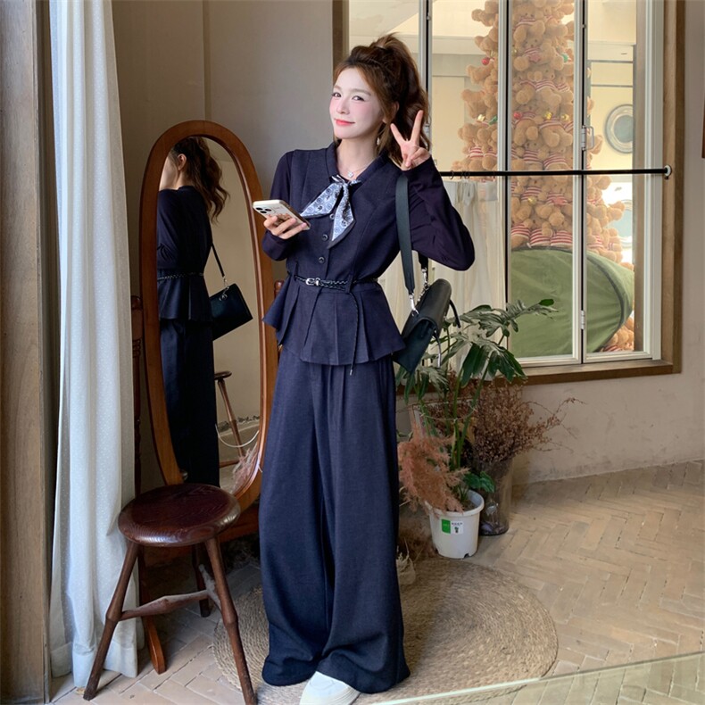 韩系气质套装裤女秋季2025新款一整套穿搭马甲打底衫阔腿裤三件套,女装套装/套裙,2C129