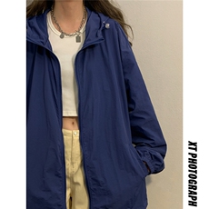 2025夏季新款纯色连帽宽松情侣防晒衣F169/P69，女装防晒衣，星座202-3