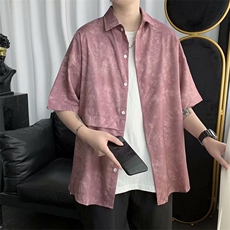 扎染短袖衬衫男夏季设计感小众港风宽松衬衣休闲ins外套W772-P28，男装衬衫，星座512-3