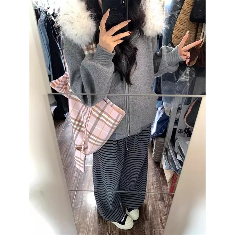 美式高领纽扣连帽卫衣女2025秋季潮牌宽松小众设计感休闲慵懒外套,女装短外套,星座506A