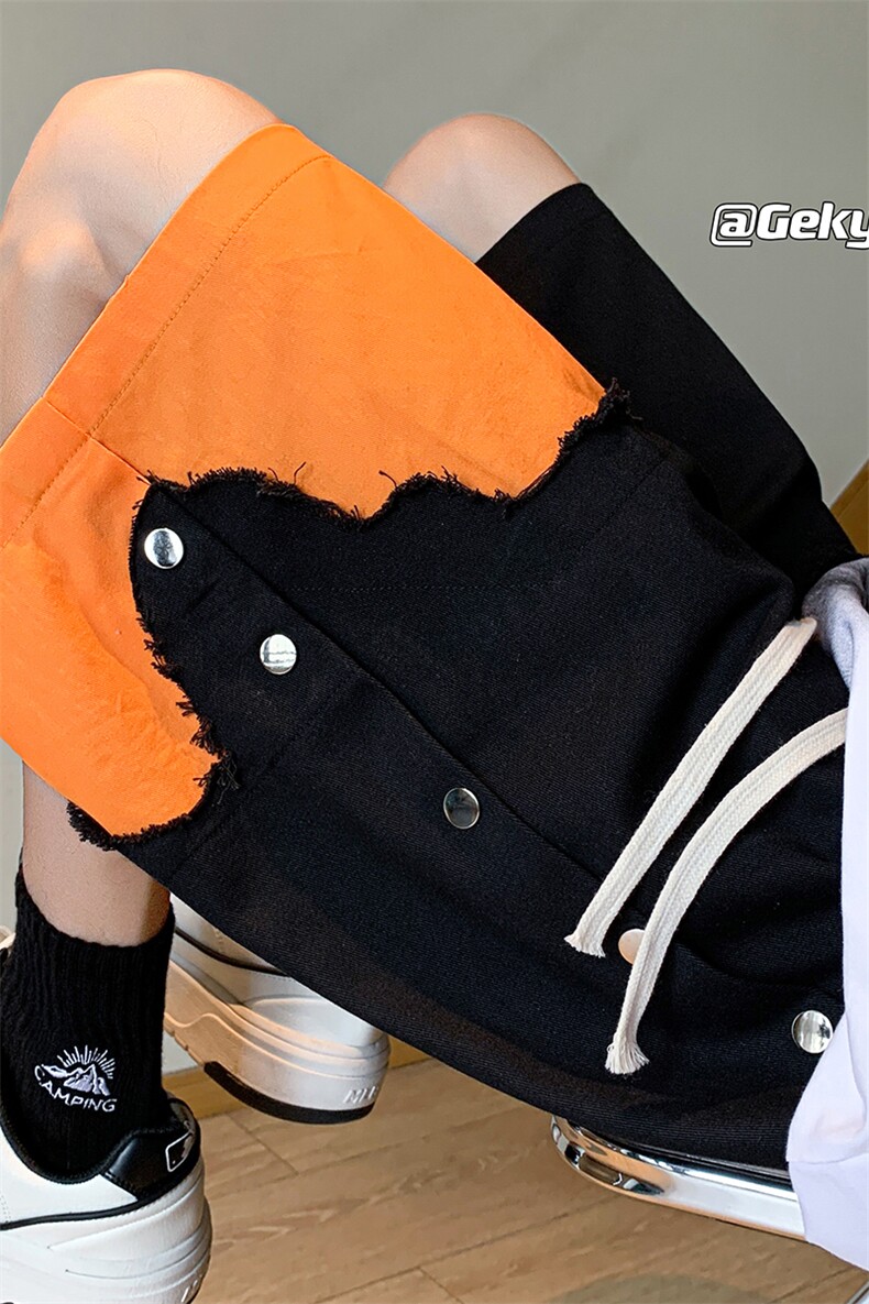 8XL-M特大码短裤男夏季新款大码vibe破洞拼接高街短裤DK1518P50,男装休闲裤,电商D206-1