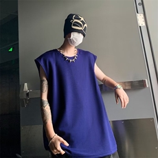 C399-P32美式简约拉链无袖T恤2024夏季潮牌小众宽松背心男现货，男装T恤，星座512-6