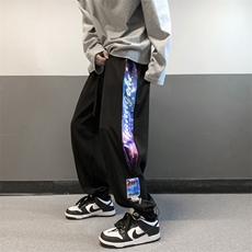 2024春新款撞色拼接宽松抽绳束脚休闲裤运动裤KZ15-P55控79，男装休闲裤，星座914-3