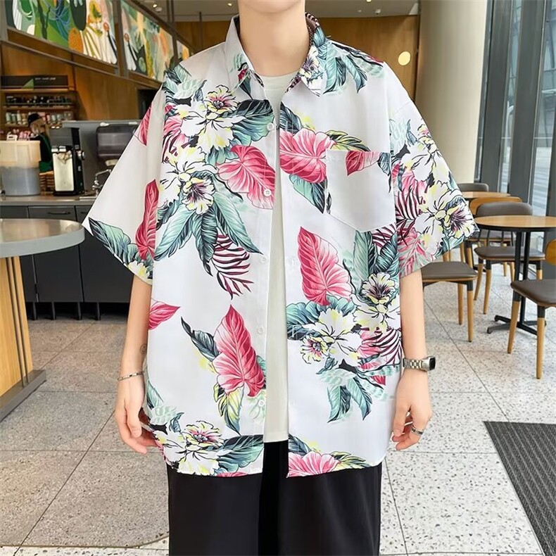 夏季男士印花短袖衬衫个性衬衣外套,男装衬衫,星座1013
