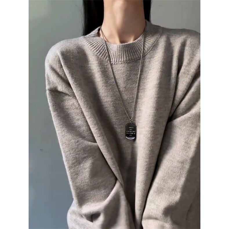 重磅秋冬男女纯色打底针织衫圆领套头半高领毛衣美式复古休闲上衣,男装T恤,电商A486