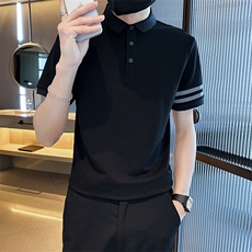 2026夏季条纹织带设计短袖翻领Polo衫轻奢欧货T0251-P55，男装T恤，电商D342