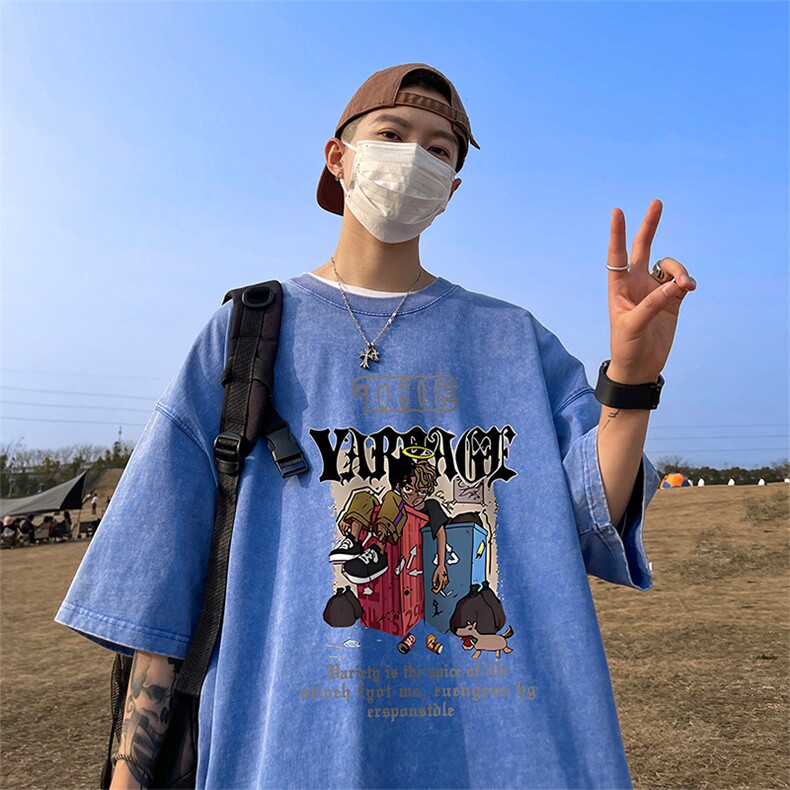 量大优可供抖音视频支持得物品质配合二开美式水洗短袖t恤SX113,男装T恤,电商A486