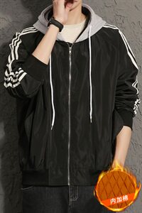 【】A003-927G-P65 男士休闲加绒夹克外套 日系灰墙图片