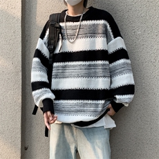 复古条纹毛衣男女休闲宽松小众设计感百搭套头针织上衣HY731-P48，男装针织衫/毛衣，星座1008