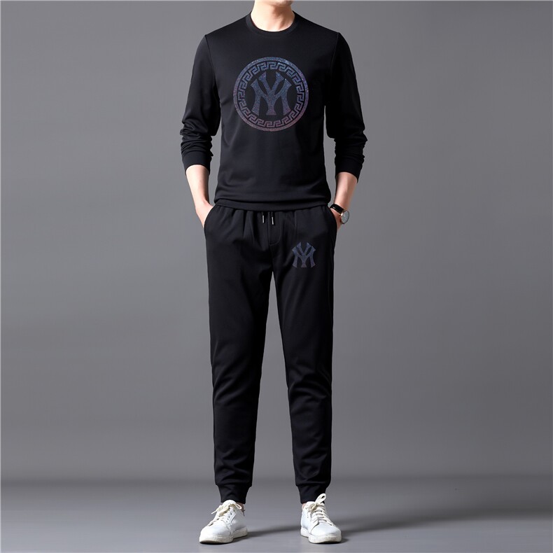 运动套装2023春季新款圆领时尚中年休闲卫衣卫裤两件套爸爸装，男装休闲套装，电商B212（原钱塘6029）
