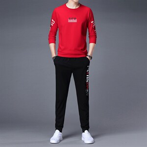 秋季新款休闲套装男士潮牌宽松运动服春秋款圆领卫衣男装一套图片