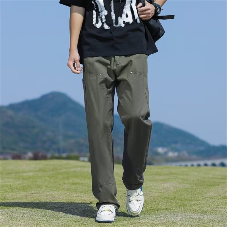 美式复古工装裤男直筒阔腿休闲裤2024年新款潮户外长裤K5170-P40,男装休闲裤,星座412-2