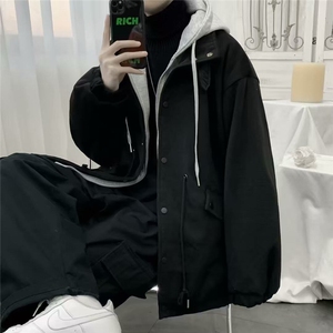 DX56-P75休闲宽松男冬季假两件宽松ins港风衣服休闲痞帅秋冬外套图片