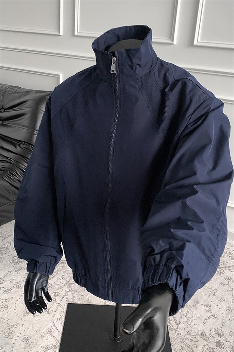美式罗纹拼接袖子褶皱大码M-5XL教练夹克男JK78056P69控105,男装夹克,星座226-1