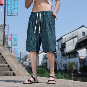 新中式提花盘扣宽松休闲五分裤803-P55图片