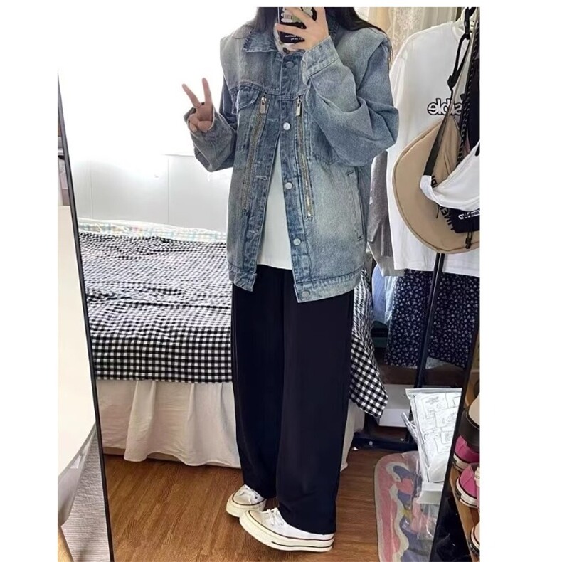 美式复古牛仔夹克宽松设计感重工做旧街头外套男女潮牌LJ099-P57,男装夹克,星座1008