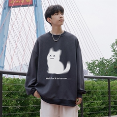 抖音品质秋季新款重磅港风仿棉圆领卫衣wycm3970-特批28控49，男装卫衣，星座605(原A050)
