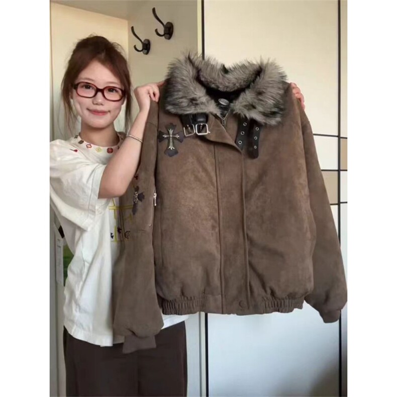 美式复古设计休闲棉服外套男女宽松休闲座山雕棉衣潮LMY4233-P125图片