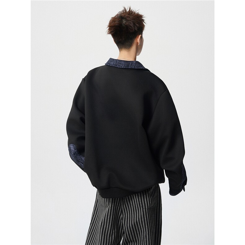 WY10173-特批50加绒P60美式重磅绒感V领卫衣大码撞色上衣外套,女装短外套,电商A059