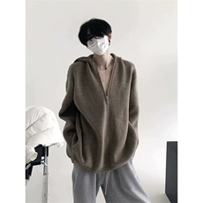 半拉链连帽毛衣男慵懒高级感秋冬针织开衫外套M23115，男装针织衫/毛衣，星座1116A（原606A-3）