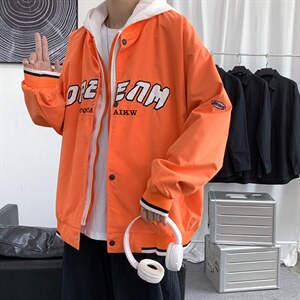 美式复古棒球服vintage春秋假两件高街hiphop连帽夹克 W1409-P54图片