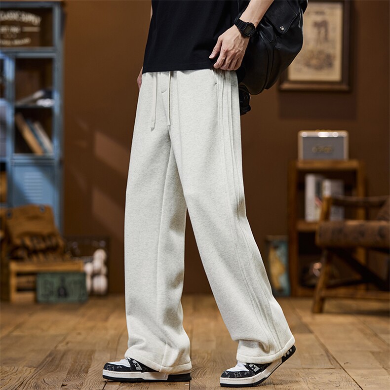 2025新款高级感男士针织宽松阔腿条纹运动休闲直筒卫裤Z9860-P45，男装休闲裤，星座509