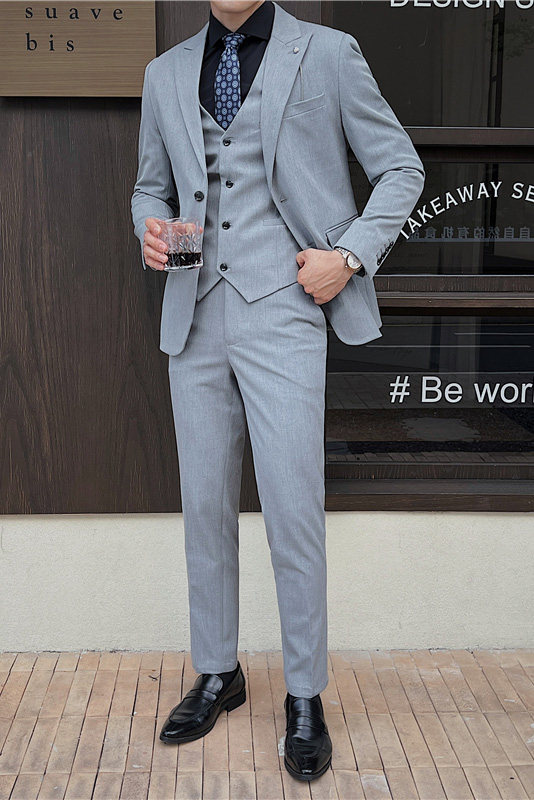 品质西服套装男三件套韩版修身商务休闲西装婚礼西装KTZ912-P315,男装西服套装,星座1105-3