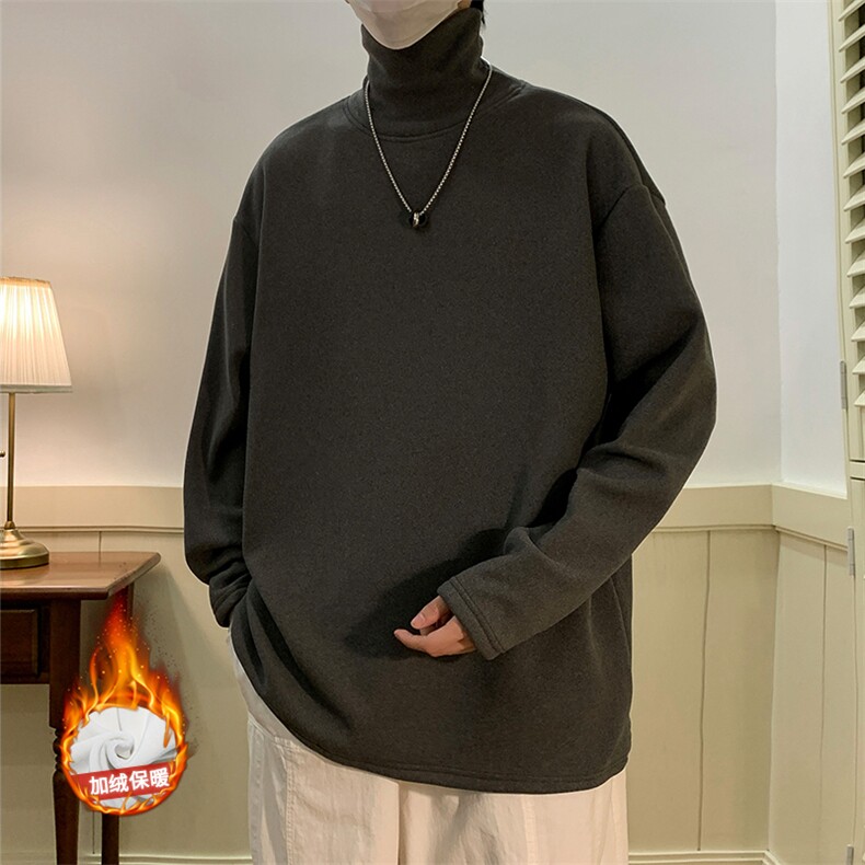 HD1439-TP35控价48仿德绒高领打底衫男冬季纯色加绒保暖卫衣,男装卫衣,电商A102-1