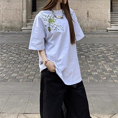 万针全刺绣工艺抖音得物高品质260克重磅纯棉双纱美式高街短袖T恤，男装T恤，电商A486