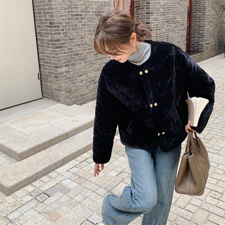 现货数据好韩系轻薄丝绒绗棉外套2C277-8805-P165-K248,女装棉衣/棉服,2C277