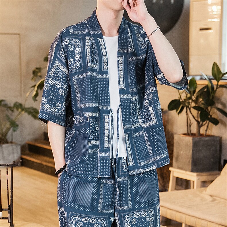 夏季 大码风道袍棉麻开衫薄款衬衫日系和服防晒衣潮 F03/P45图片