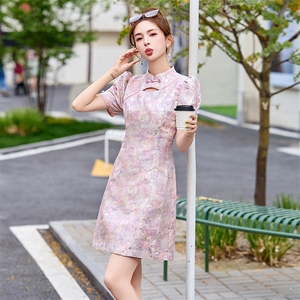 新中式改良旗袍连衣裙女夏季小个子国风2024新款气质显瘦日常可穿图片