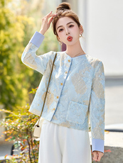 新中式国风刺绣气质短外套女2025春新款独特超漂亮薄款小香风上衣，女装短外套，众宇琦