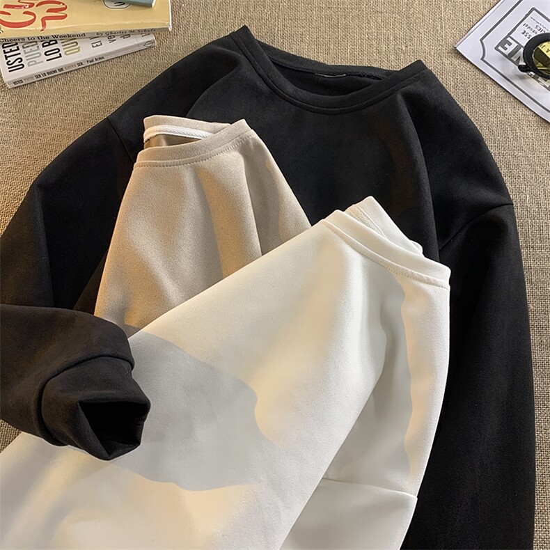 麂皮绒重磅卫衣男生春秋慵懒风衣服美式潮牌宽松圆领外套W018-P35,男装卫衣,星座308B-1