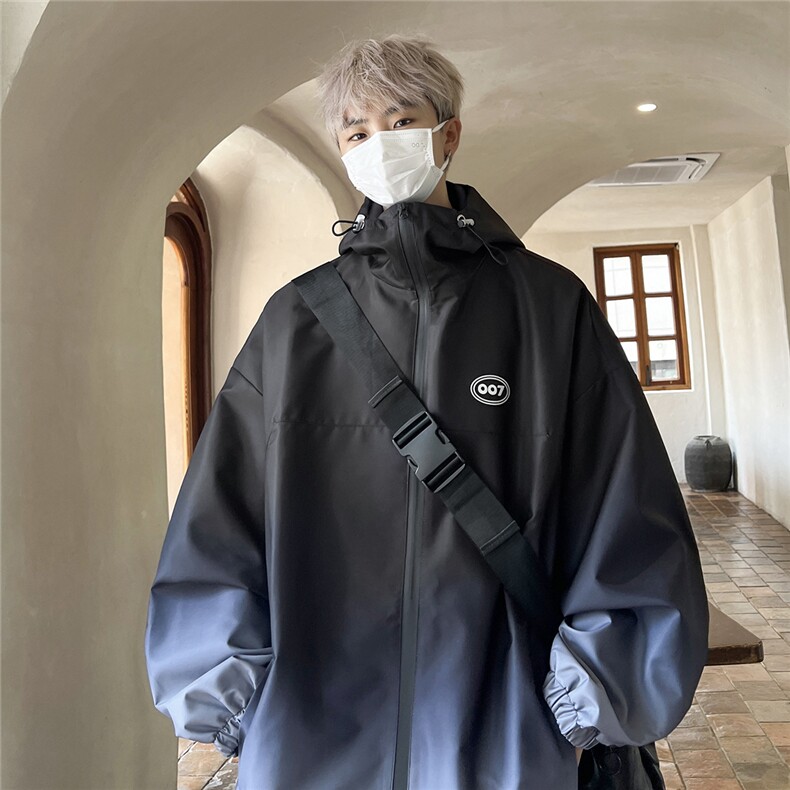 港风山系防水冲锋衣渐变色夹克男：聚酯纤维JK77087P85控128图片