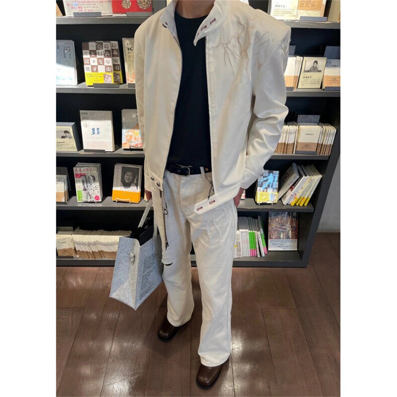 中国风荆棘刺绣夹克男春秋季潮牌设计感美式cleanfit宽松工装外套，男装夹克，电商A061