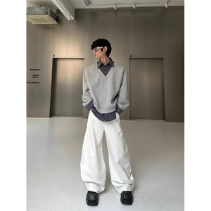 美式潮牌小众时髦高街假两件翻领卫衣衬衫拼接层次感上衣图片