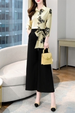 高端职业阔腿裤套装女2024春秋新款气质女神范显瘦高腰垂感两件套，女装套装/套裙，卡杰菲